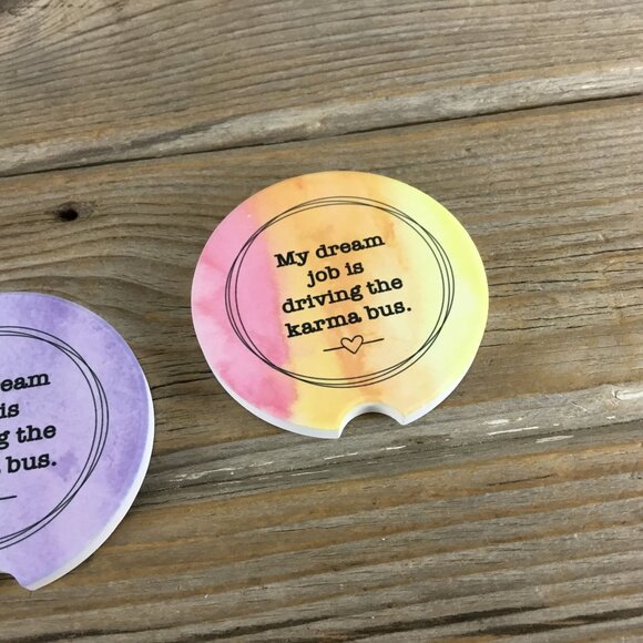 My Dream Job is Driving the Karma Bus Car Coasters Set of 2 - Picture 3 of 6